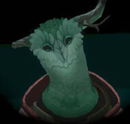 Kaepora - also known as The Prisoner - from the Outer Wilds. Their head is tilted to the side.