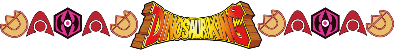 A pattern using things from Dinosaur King. The D-Team Symbol, the Alpha Gang Symbol, the Spectral Space Pirates Symbol, and the Dinosaur King Logo. The Show logo is in the center, with the symbols in a repeating pattern on either side.